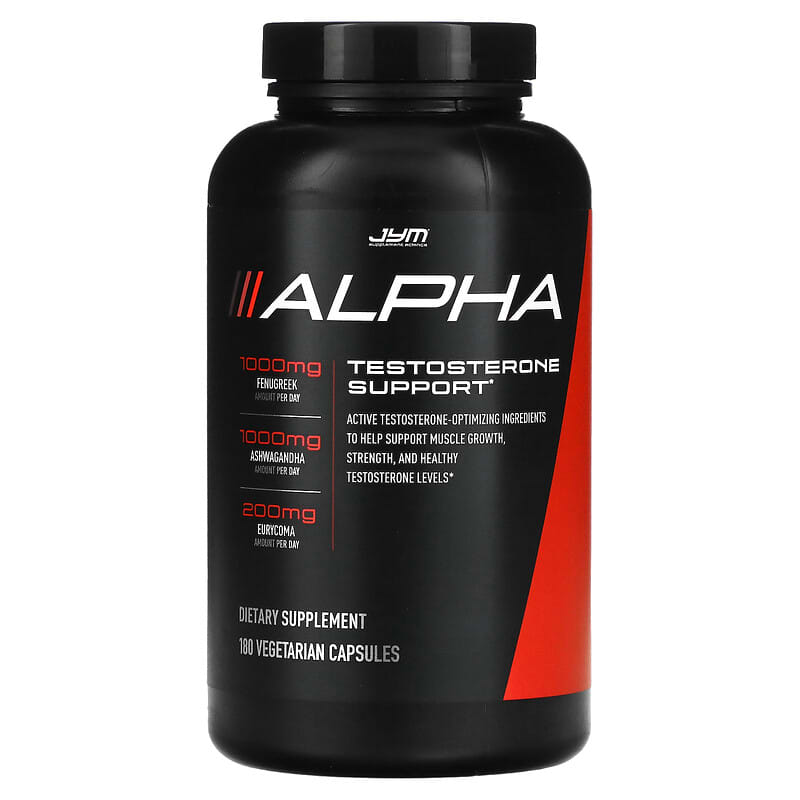 JYM Supplement Science Alpha Testosterone Support 180 Vegetarian Capsules 1 JYM Supplement Science Alpha Testosterone Support 180 Vegetarian Capsules 817047020201