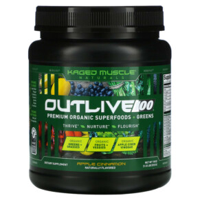 Kaged Outlive 100 Premium Organic Superfoods + Greens Apple Cinnamon 18 oz (510 g) 850015107276