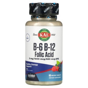 KAL B-6 B-12 Folic Acid Berry 60 Micro Tablets 021245651857