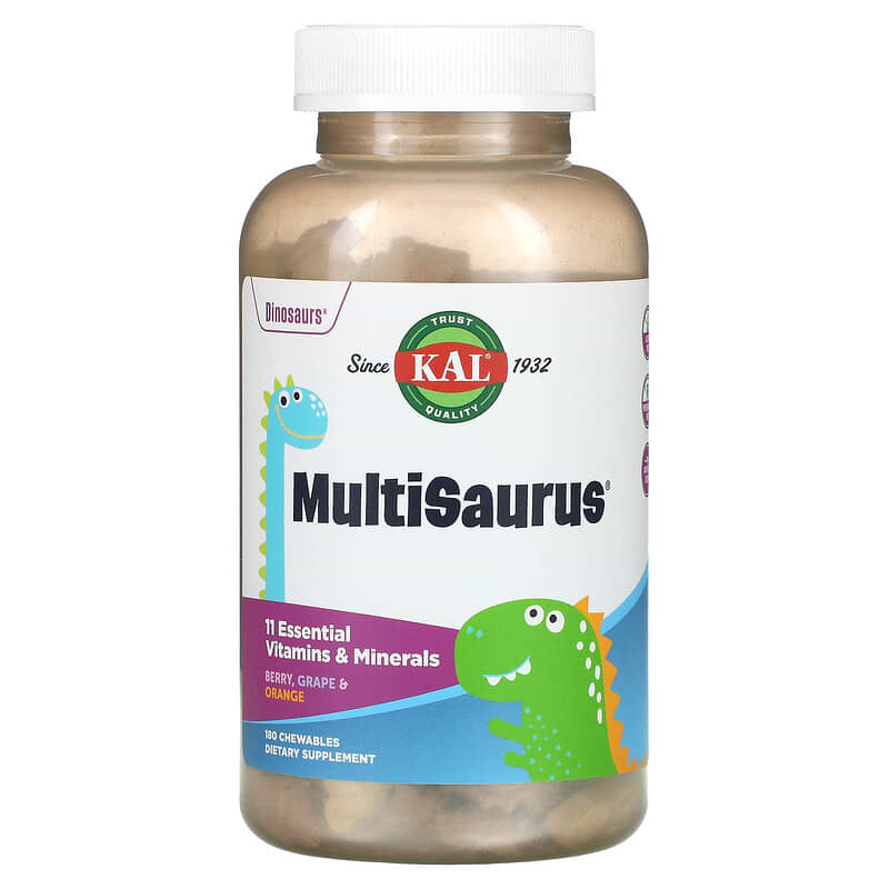 KAL Dinosaurs MultiSaurus Berry Grape & Orange 180 Chewables 1 KAL Dinosaurs MultiSaurus Berry Grape & Orange 180 Chewables 021245134633