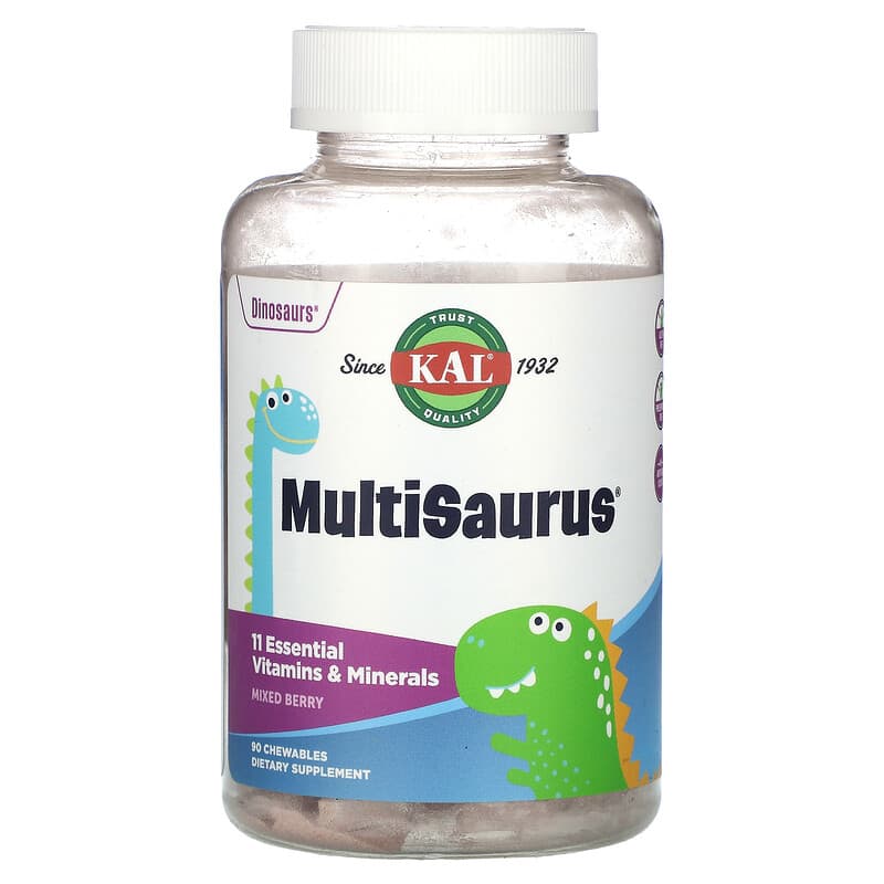 KAL Dinosaurs MultiSaurus Mixed Berry 90 Chewables 1 KAL Dinosaurs MultiSaurus Mixed Berry 90 Chewables 021245602125