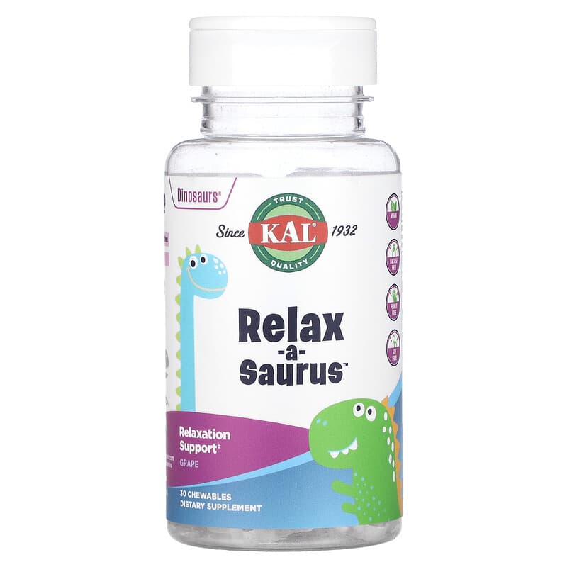 KAL Dinosaurs Relax-a-Saurus Grape 30 Chewables 1 KAL Dinosaurs Relax-a-Saurus Grape 30 Chewables 021245602217