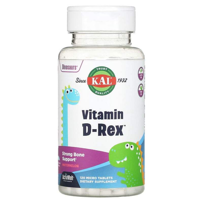KAL Dinosaurs Vitamin D-Rex Watermelon 120 Micro Tablets 1 KAL Dinosaurs Vitamin D-Rex Watermelon 120 Micro Tablets 021245607205