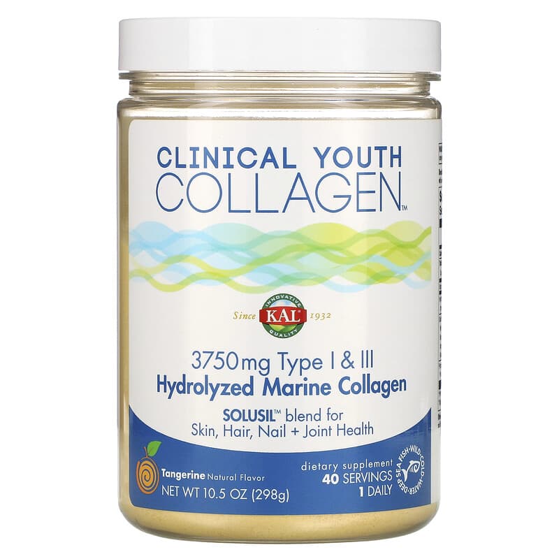 KAL Hydrolyzed Marine Collagen Tangerine 3.750 mg 10.5 oz (298 g) 1 KAL Hydrolyzed Marine Collagen Tangerine 3.750 mg 10.5 oz (298 g) 021245949398