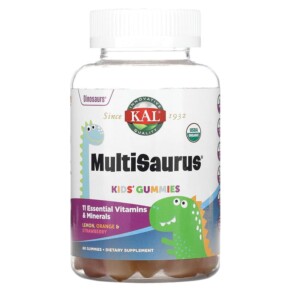 KAL Kids Multisaurus Gummies Lemon Orange & Strawberry 60 Gummies 021245145196