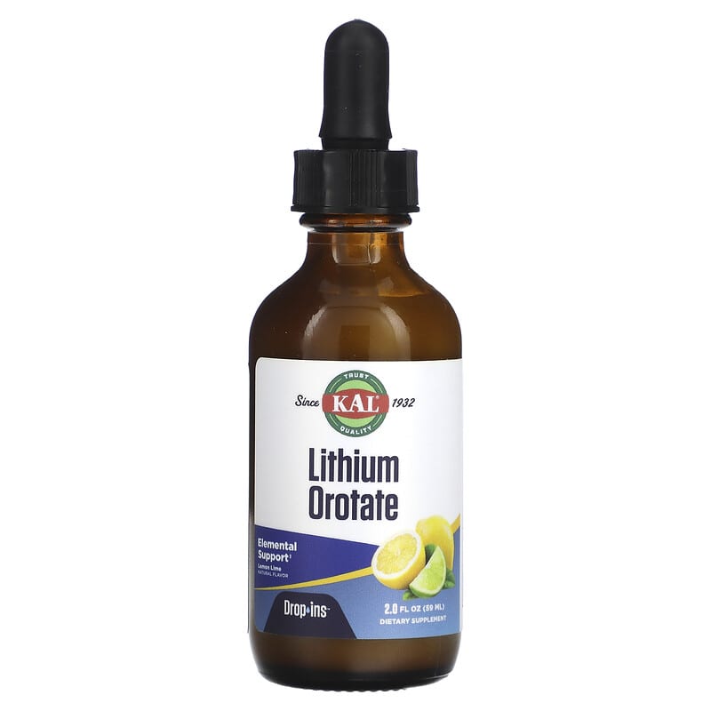 KAL Lithium Orotate Drops Natural Lemon Lime Flavor 2 oz (60 ml) 1 KAL Lithium Orotate Drops Lemon Lime 2 fl oz (59 ml) (Discontinued Item) 021245768982