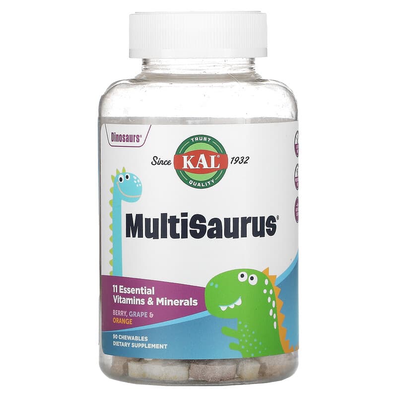 KAL MultiSaurus Berry Grape & Orange 90 Chewables 1 KAL MultiSaurus Berry Grape & Orange 90 Chewables 021245134626
