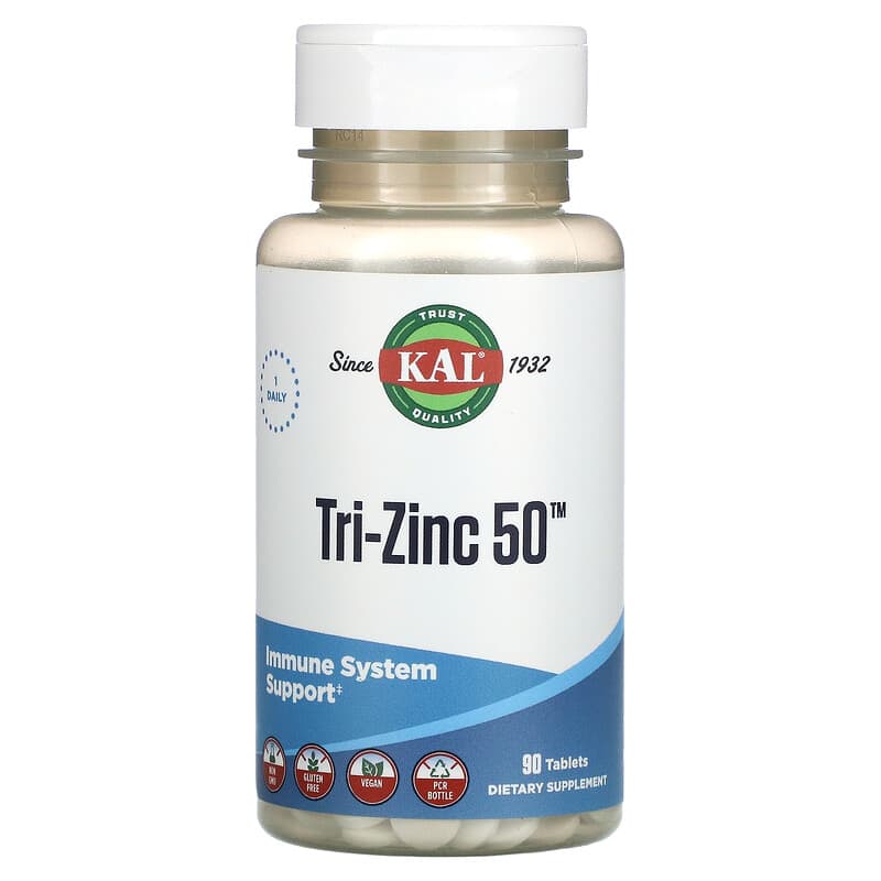 KAL Tri-Zinc 50 90 Tablets 1 KAL Tri-Zinc 50 90 Tablets 021245955092