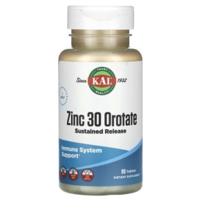 KAL Zinc 30 Orotate Sustained Release 90 Tablets 021245174455