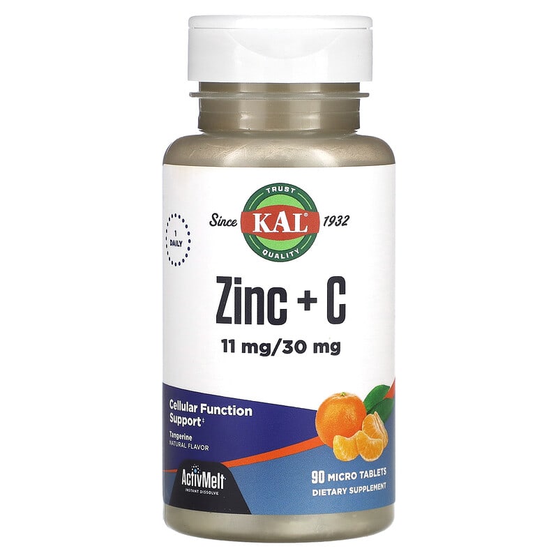 KAL Zinc + C Tangerine 90 Micro Tablets 1 KAL Zinc + C Tangerine 90 Micro Tablets 021245560999