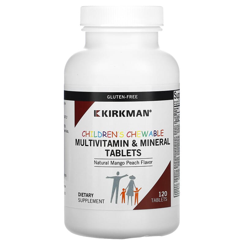 Kirkman Labs Children's Chewable Multivitamin & Mineral Tablets Natural Mango Peach 120 Tablets 1 Kirkman Labs Children's Chewable Multivitamin & Mineral Tablets Natural Mango Peach 120 Tablets 812325020959