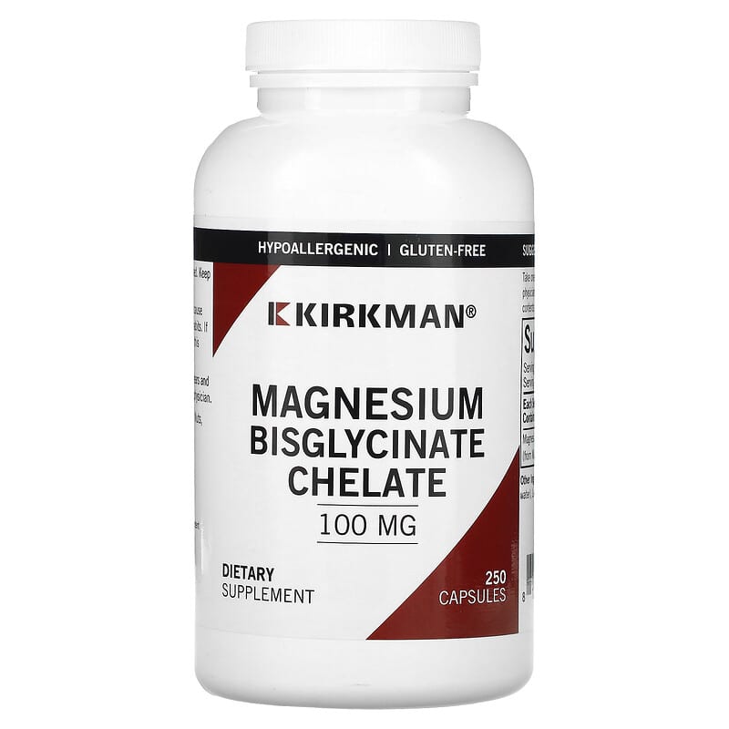 Kirkman Labs Magnesium Bisglycinate Chelate 250 viên 1 Kirkman Labs Magnesium Bisglycinate Chelate 100 mg 250 Capsules 812325020539