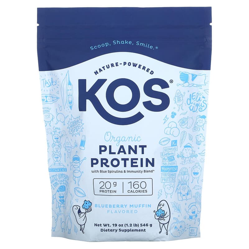 KOS Organic Plant Protein Blueberry Muffin 1.2 lb (546 g) 1 KOS Organic Plant Protein Blueberry Muffin 1.2 lb (546 g) 850015510908