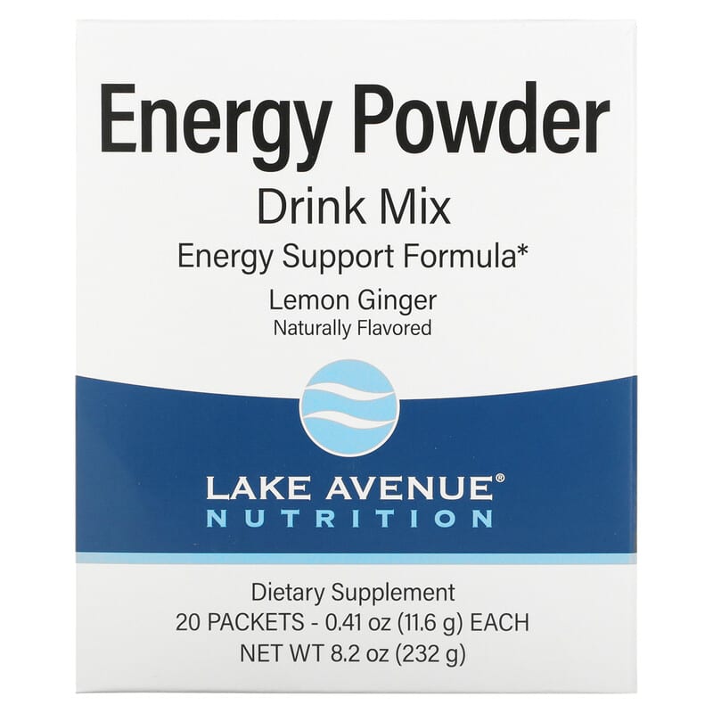 Lake Avenue Nutrition Energy Powder Drink Mix Lemon Ginger 20 Packets 0.41 oz (11.6 g) Each 1 Lake Avenue Nutrition Energy Powder Drink Mix Lemon Ginger 20 Packets 0.41 oz (11.6 g) Each 898220020980