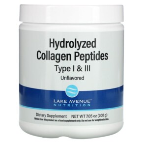Lake Avenue Nutrition Hydrolyzed Collagen Peptides Type I & III Unflavored 7.05 oz (200 g) 898220018727