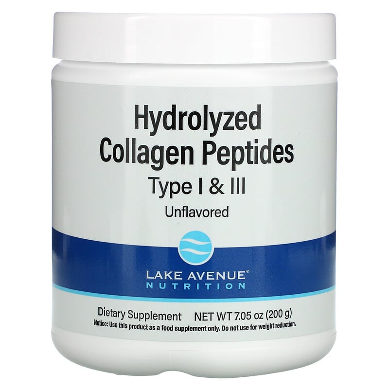 Lake Avenue Nutrition Hydrolyzed Collagen Peptides Type I & III Unflavored 7.05 oz (200 g) 1 Lake Avenue Nutrition Hydrolyzed Collagen Peptides Type I & III Unflavored 7.05 oz (200 g) 898220018727