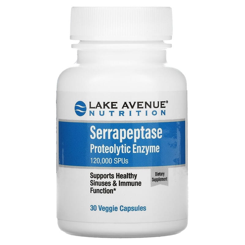 Lake Avenue Nutrition Serrapeptase Proteolytic Enzyme 120,000 SPUs 30 viên 1 Lake Avenue Nutrition Serrapeptase Proteolytic Enzyme 120.000 SPUs 30 Veggie Capsules 898220015719