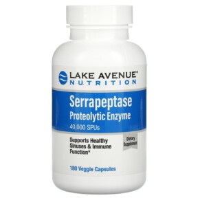 Lake Avenue Nutrition Serrapeptase Proteolytic Enzyme 40.000 SPUs 180 Veggie Capsules 898220015740
