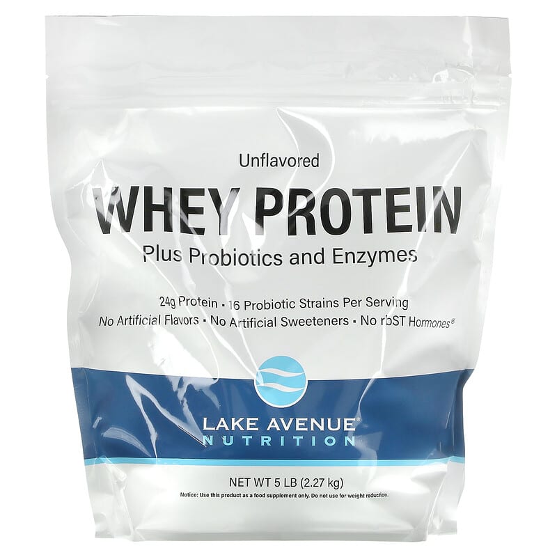 Lake Avenue Nutrition Whey Protein Plus Probiotics and Enzymes Unflavored 5 lb (2.27 kg) 1 Lake Avenue Nutrition Whey Protein Plus Probiotics and Enzymes Unflavored 5 lb (2.27 kg) 898220014347