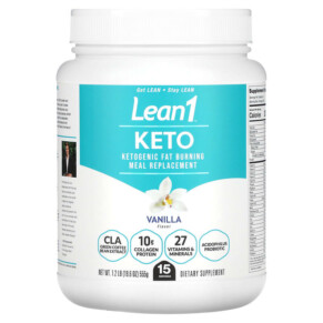 Lean1 Keto Ketogenic Fat Burning Meal Replacement Vanilla 1.2 lb (555 g) 810033014550