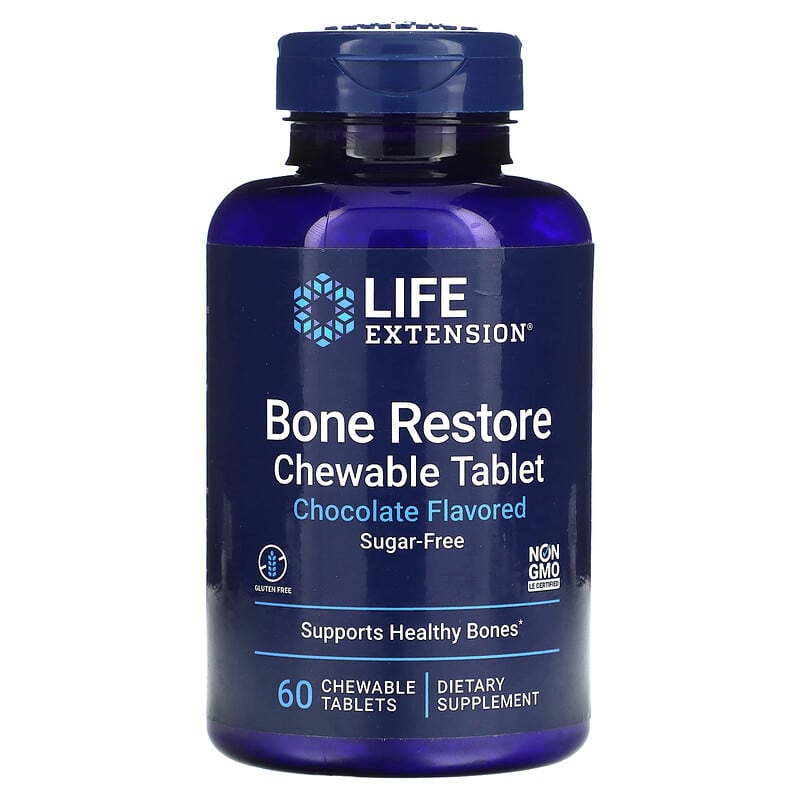 Life Extension Bone Restore Sugar-Free Chocolate 60 Chewable Tablets 1 Life Extension Bone Restore Sugar-Free Chocolate 60 Chewable Tablets 737870212300