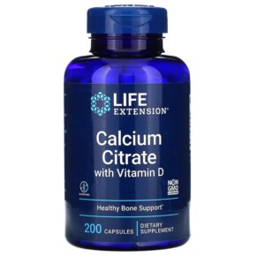 Life Extension Calcium Citrate with Vitamin D 200 Capsules 737870196327