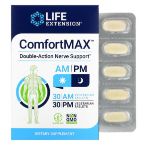 Life Extension ComfortMAX Double-Action Nerve Support For AM & PM 60 Vegetarian Tablets 737870220268