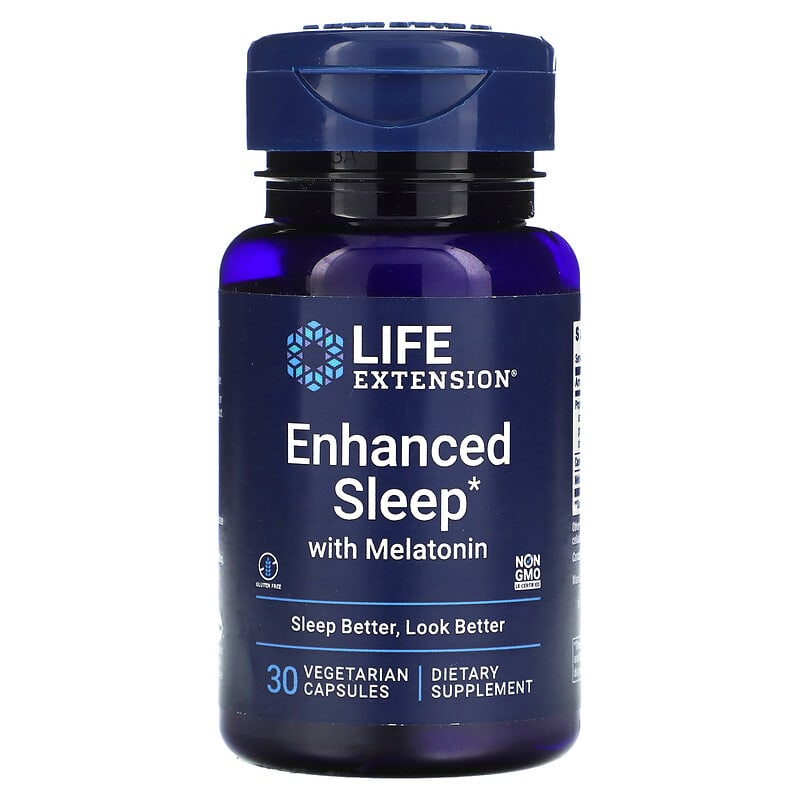 Life Extension Enhanced Sleep with Melatonin 30 Vegetarian Capsules 1 Life Extension Enhanced Sleep with Melatonin 30 Vegetarian Capsules 737870155133