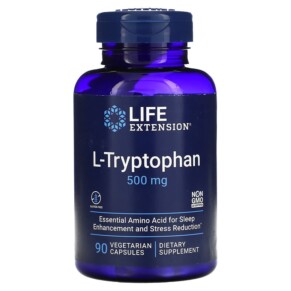 Life Extension L-Tryptophan 500 mg 90 Vegetarian Capsules 737870172291