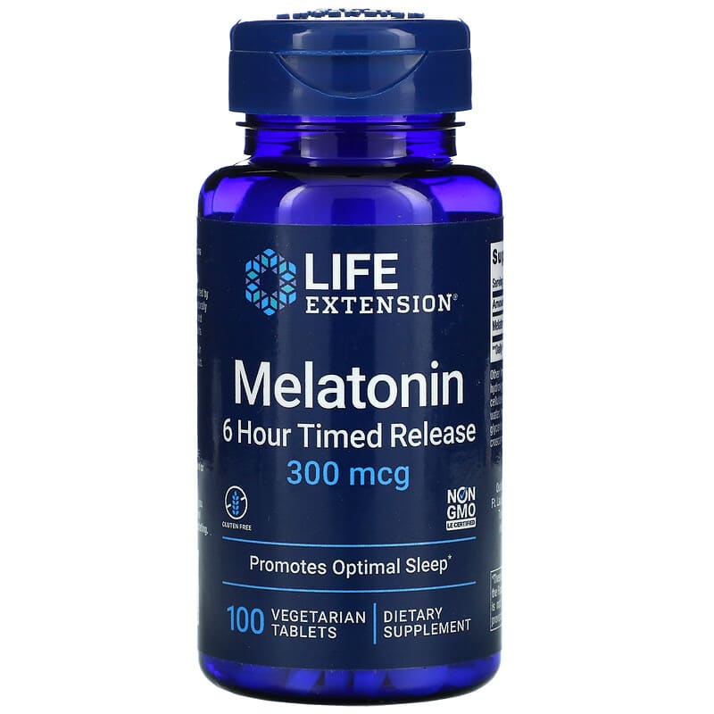 Life Extension Melatonin 6 Hour Timed Release 300 mcg 100 viên 1 Life Extension Melatonin 6 Hour Timed Release 300 mcg 100 Vegetarian Tablets 737870178712