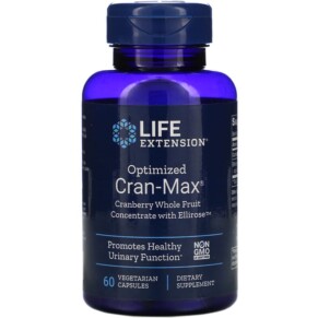 Life Extension Optimized Cran-Max Cranberry Whole Fruit Concentrate with Ellirose 60 Vegetarian Capsules 737870142461