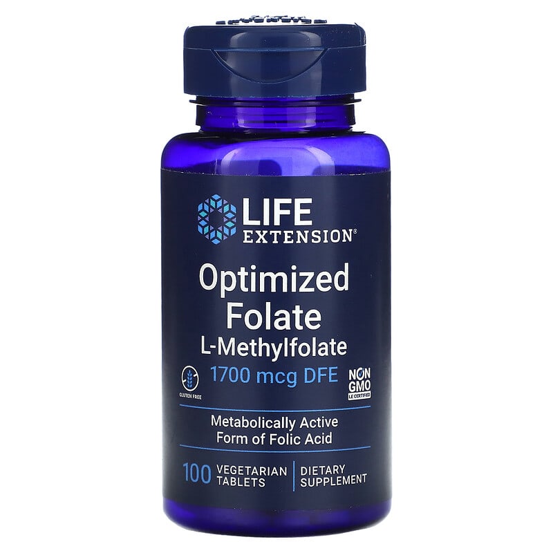 Life Extension Optimized Folate 1,700 mcg DFE 100 viên 1 Life Extension Optimized Folate 1.700 mcg DFE 100 Vegetarian Tablets 737870193913