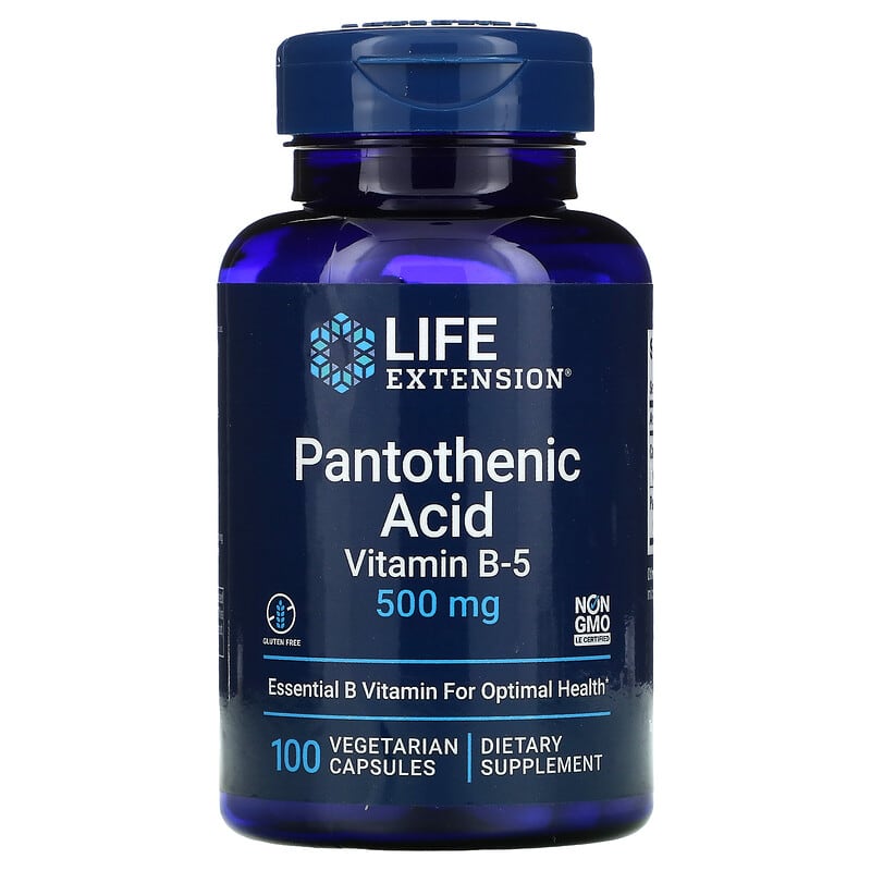 Life Extension Pantothenic Acid Vitamin B-5 500 mg 100 viên 1 Life Extension Pantothenic Acid Vitamin B-5 500 mg 100 Vegetarian Capsules 737870202813