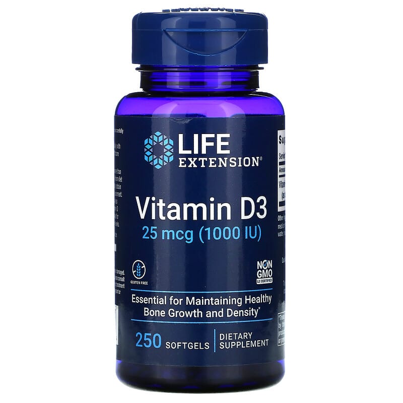 Life Extension Vitamin D3 25 mcg (1,000 IU) 250 Softgels 1 Life Extension Vitamin D3 25 mcg (1.000 IU) 250 Softgels 737870175124