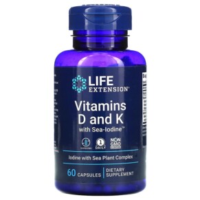 Life Extension Vitamins D and K with Sea-Iodine 60 Capsules 737870204060