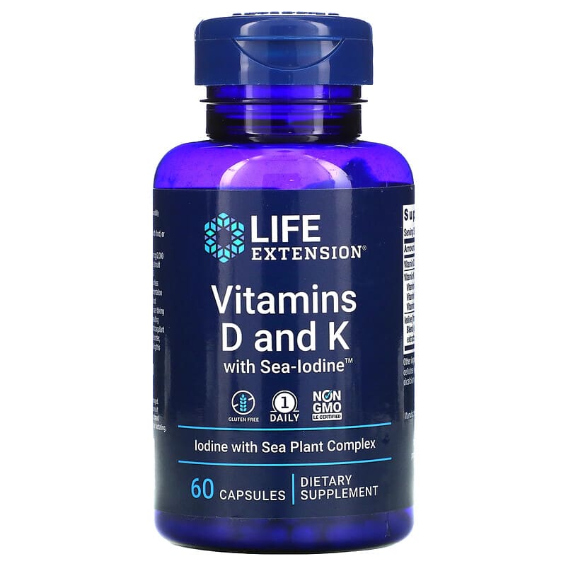 Life Extension Vitamins D and K with Sea-Iodine 60 viên 1 Life Extension Vitamins D and K with Sea-Iodine 60 Capsules 737870204060