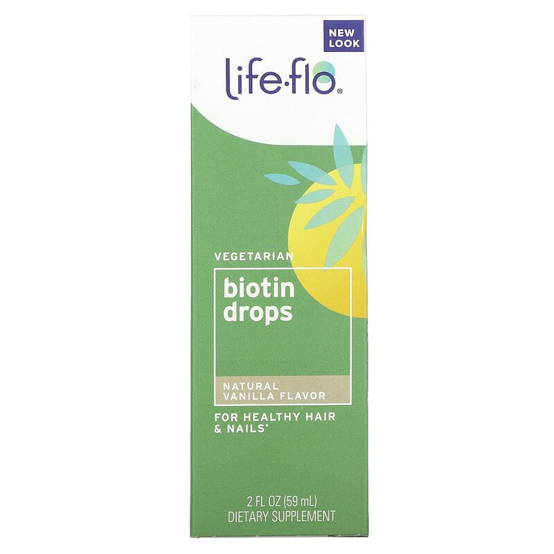 Life-flo Biotin Drops For Healthy Hair & Nails Natural Vanilla Flavor 10,000 mcg 2 oz (60 ml) 1 Life-flo Biotin Drops Natural Vanilla 2 fl oz (59 ml) 645951787251