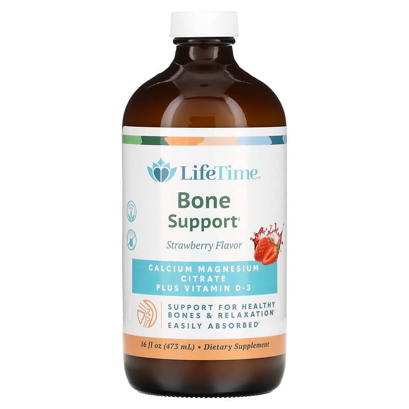 LifeTime Vitamins Calcium Magnesium Citrate Strawberry 16 oz (473 ml) 1 LifeTime Vitamins Bone Support Calcium Magnesium Citrate Plus Vitamin D-3 Strawberry 16 fl oz (473 ml) 053232400094