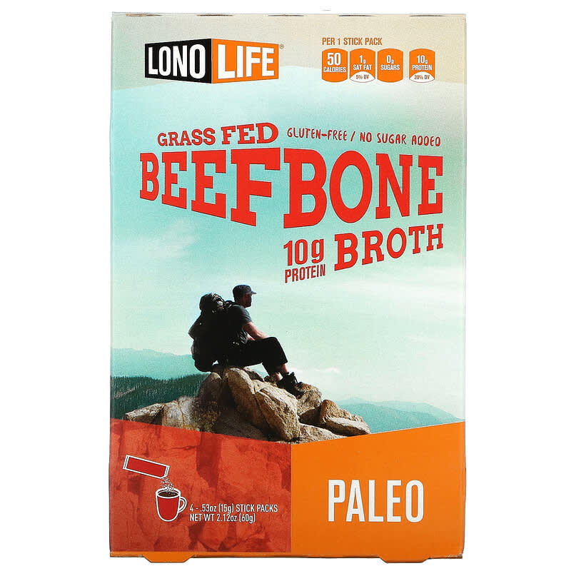 Lonolife Broth Beef Bone Paleo 4 Stick Packs .53 oz (15 g) Each 1 Lonolife Broth Beef Bone Paleo 4 Stick Packs .53 oz (15 g) Each 857946006258