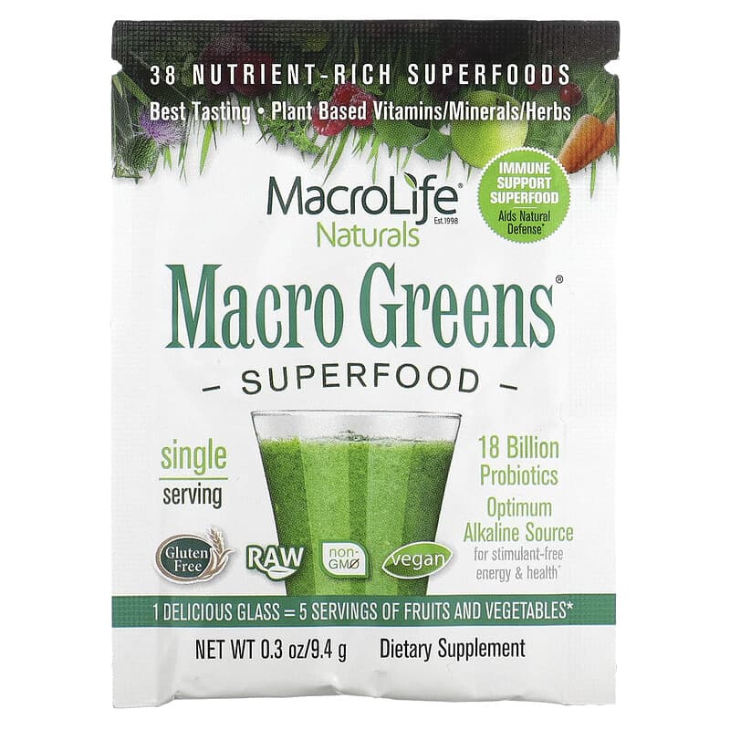 Macrolife Naturals Macro Greens Superfood 0.3 oz (9.4 g) 1 Macrolife Naturals Macro Greens Superfood 0.3 oz (9.4 g) 852434001012