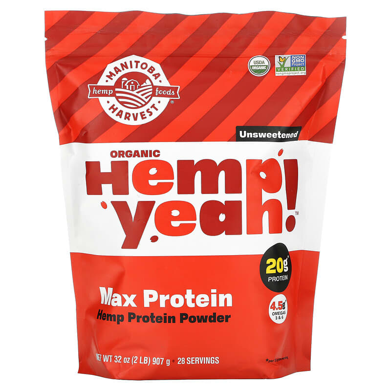 Manitoba Harvest Organic Hemp Yeah! Max Protein Hemp Protein Powder Unsweetened 32 oz (907 g) 1 Manitoba Harvest Organic Hemp Yeah! Max Protein Hemp Protein Powder Unsweetened 32 oz (907 g) 697658691034