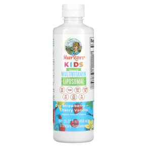 MaryRuth Organics Kids Multivitamin Liposomal Ages 4-13 Years Strawberry Cherry Vanilla 15.22 fl oz (450 ml) 850029392675