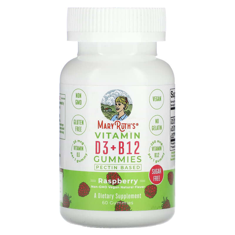 MaryRuth Organics Vitamin D3 + B12 Gummies Raspberry 60 Gummies 1 MaryRuth Organics Vitamin D3 + B12 Gummies Raspberry 60 Gummies 856645008112