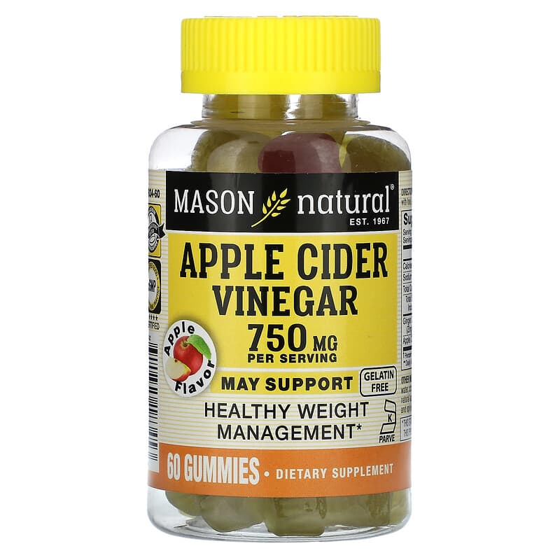 Mason Natural Apple Cider Vinegar Apple 250 mg 60 Gummies 1 Mason Natural Apple Cider Vinegar Apple 250 mg 60 Gummies 311845183453