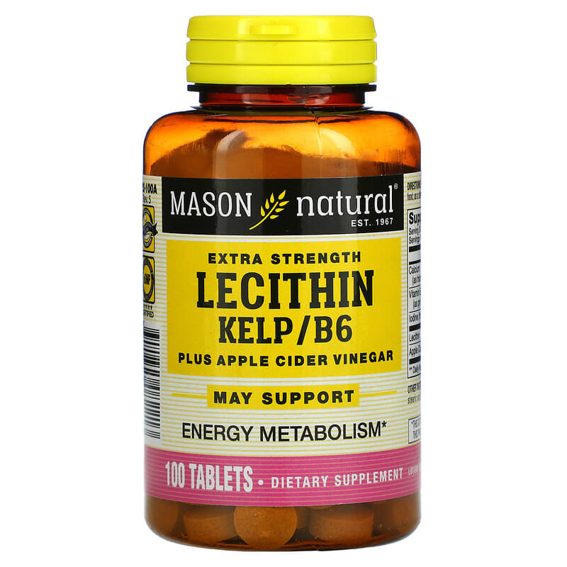 Mason Natural Extra Strength Lecithin Kelp/B6 Plus Apple Cider Vinegar 100 Tablets 1 Mason Natural Extra Strength Lecithin Kelp/B6 Plus Apple Cider Vinegar 100 Tablets 311845082213