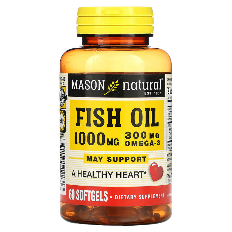 Mason Natural Omega-3 Fish Oil 60 Softgels 1 Mason Natural Fish Oil 1.000 mg 60 Softgels 311845122353