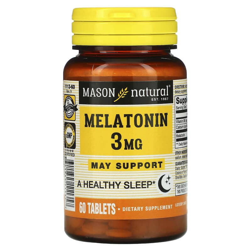 Mason Natural Melatonin 3 mg 60 viên 1 Mason Natural Melatonin 3 mg 60 Tablets 311845111357