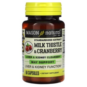 Mason Natural Milk Thistle/Cranberry Standardized Extract Liver & Kidney Cleanser 60 Capsules 311845135155