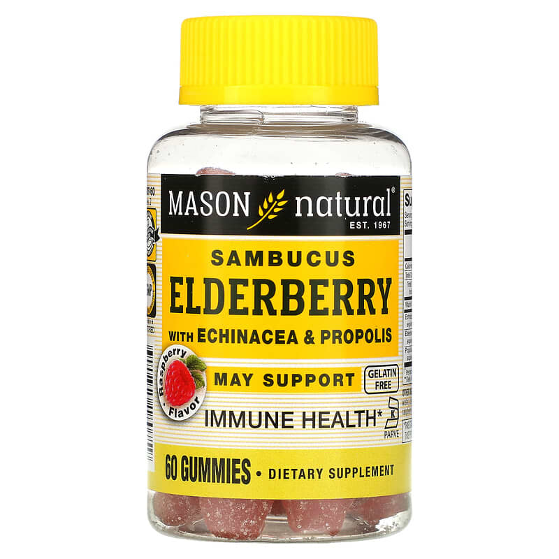 Mason Natural Sambucus Elderberry with Echinacea & Propolis Raspberry 60 Gummies 1 Mason Natural Sambucus Elderberry with Echinacea & Propolis Raspberry 60 Gummies 311845180759