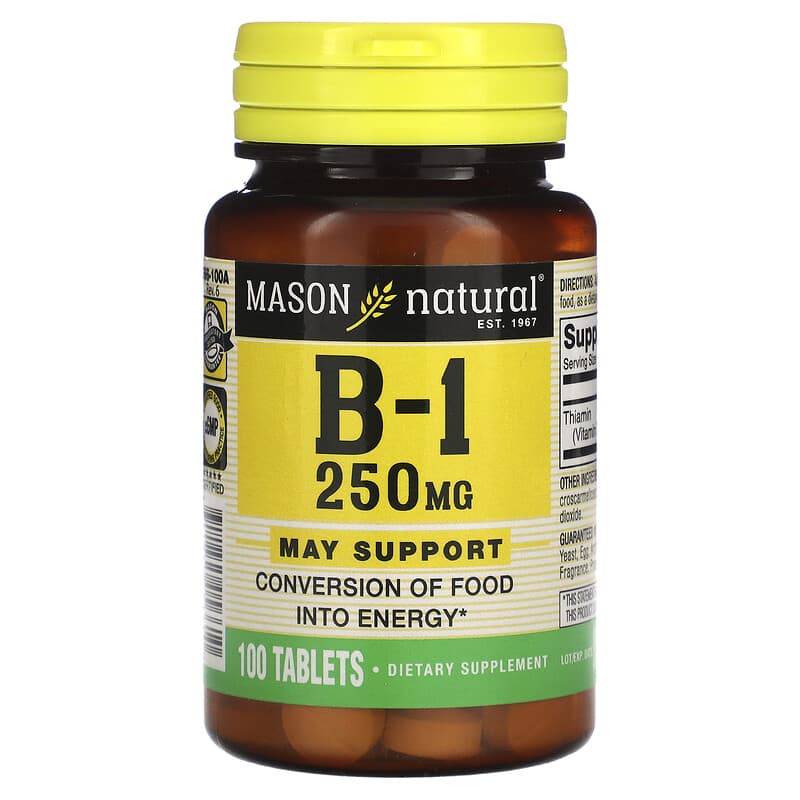 Mason Natural Vitamin B-1 250 mg 100 viên 1 Mason Natural Vitamin B-1 250 mg 100 Tablets 311845056610